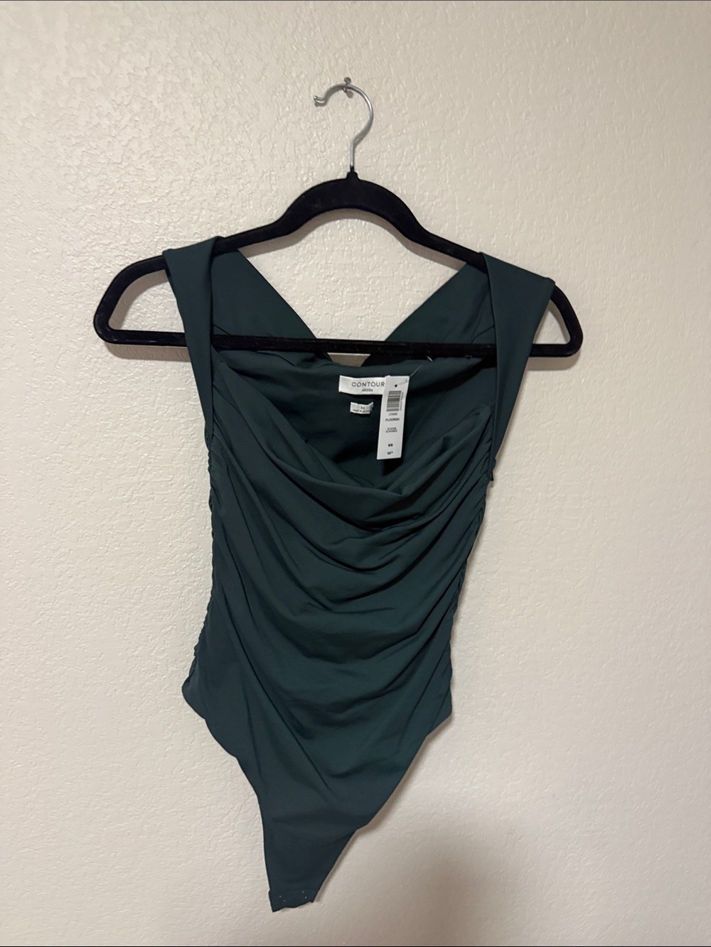 Aritzia Contour Draped Bodysuit in Deep Teal Green